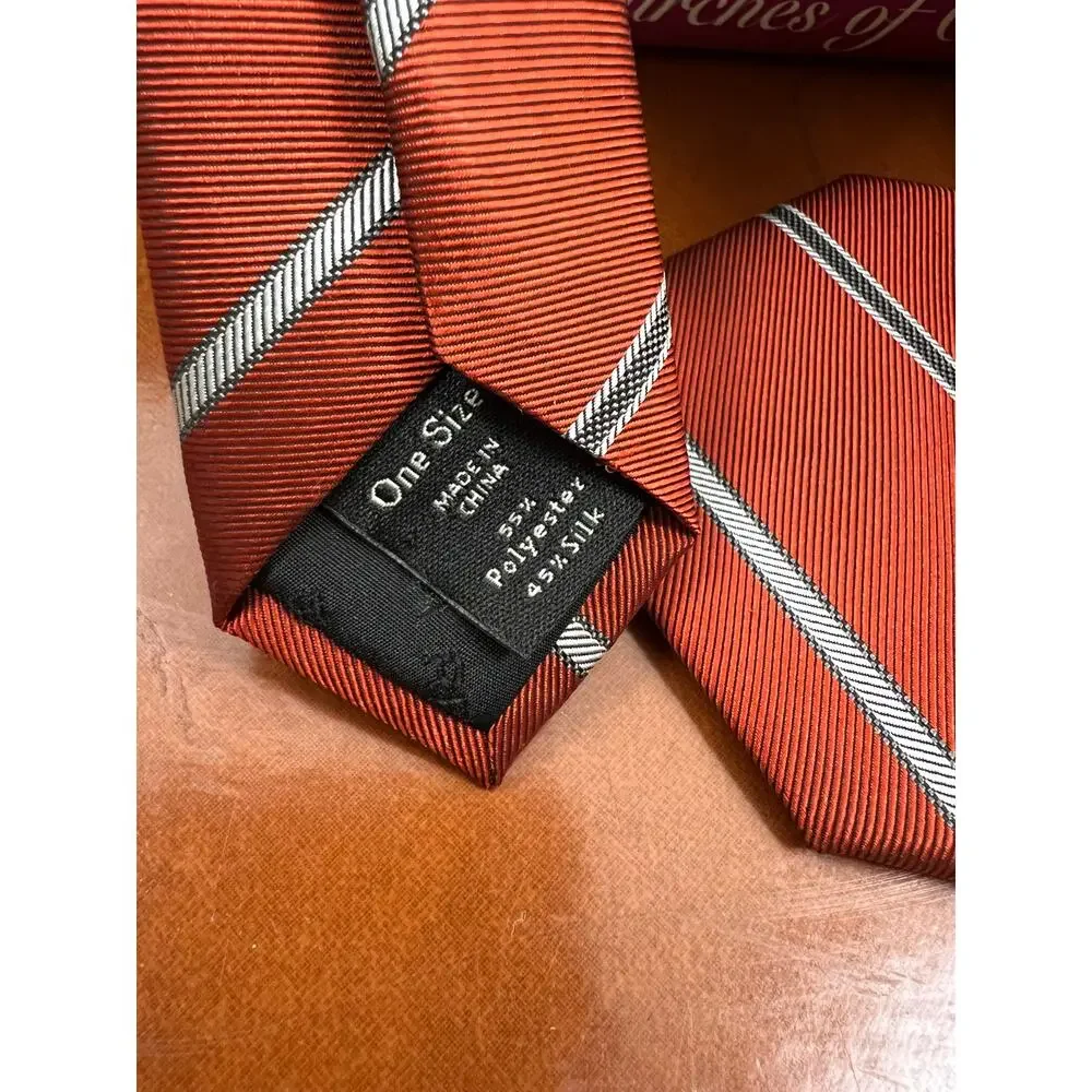NWT‎ Banana Republic Orange Diagonal Stripe Tie One Size Silk Blend